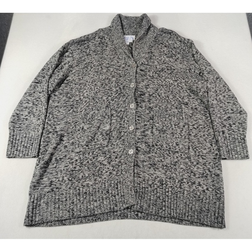 Vintage BFA Classics Cardigan Sweater Womens 3X Gray Collared Cabincore Cozycore